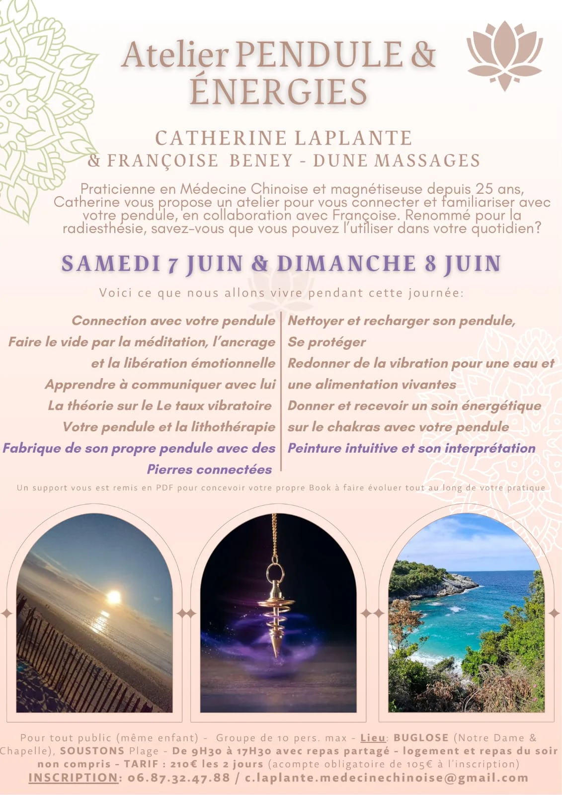 Atelier sur le pendule et les énergies avec Catherine Laplante.
